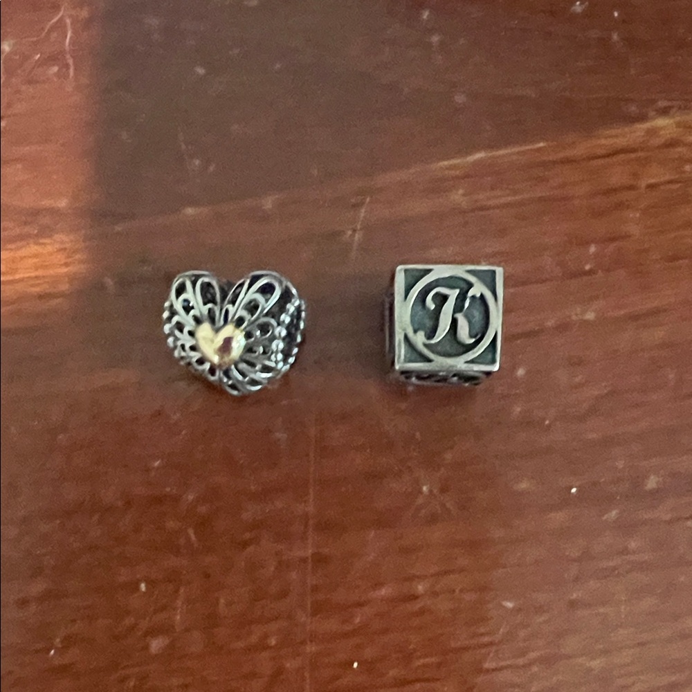 Silver Heart and Initial Pandora Charm Set